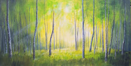 Licht im Birkenwald by Henriette Lorkowski, Painting for Sale on Singulart