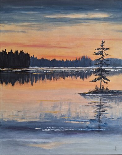 Abendlicht am See de Henriette Lorkowski, Pintura a la venta en Singulart