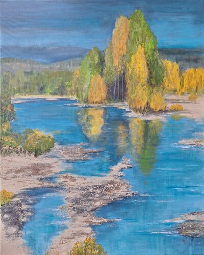 Sonniger Platz am Fluss von Henriette Lorkowski, Malerei kaufen auf Singulart