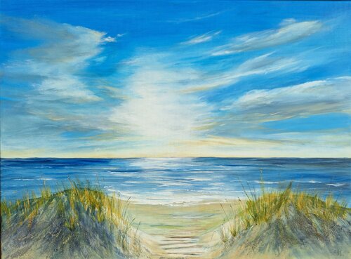 Strandweg im Sonnenlicht van Henriette Lorkowski, Schilderij te koop op Singulart