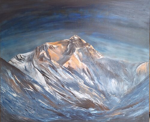 Mount Everest - Sagarmatha (Stirn des Himmels) par Henriette Lorkowski, Peinture en vente sur Singulart