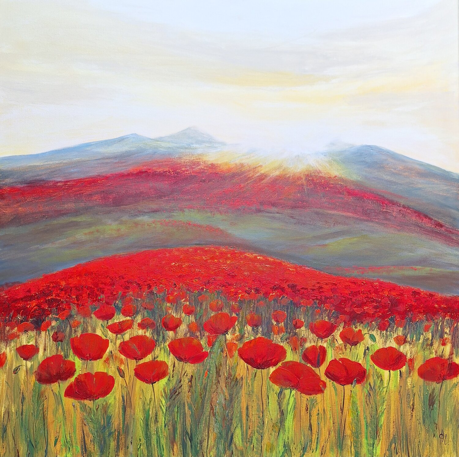 Landschaft mit Mohnblumenfeldern Henriette Lorkowski