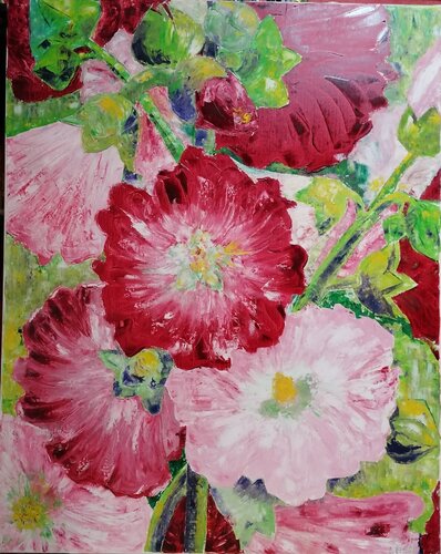 Roses trémières von Christiane Benoit, Malerei kaufen auf Singulart
