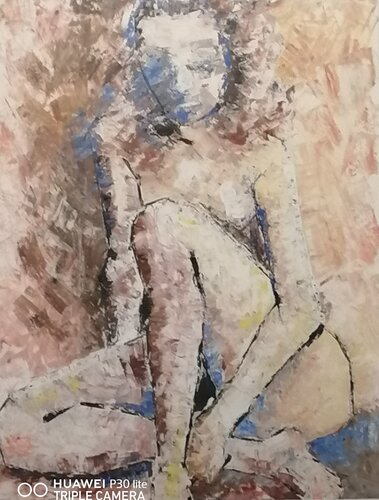 nu assis de face par Christiane Benoit, Œuvre sur papier en vente sur Singulart
