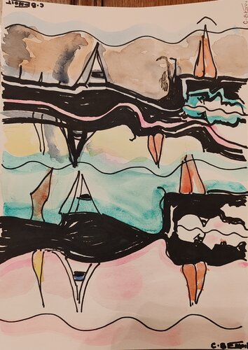 Ambiguités : visages ou marine by Christiane Benoit, Work on Paper for Sale on Singulart