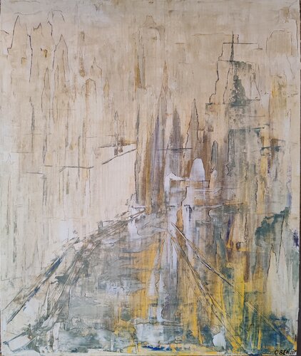 Paysage urbain dans la brume von Christiane Benoit, Malerei kaufen auf Singulart