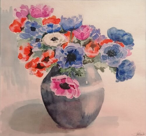 Bouquet d'anémones von Christiane Benoit, Werk auf Papier kaufen auf Singulart