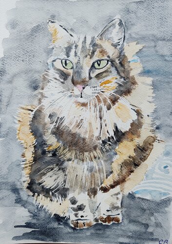 "Le chat" by Christiane Benoit, Work on Paper for Sale on Singulart