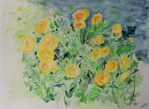 Bord de chemin au printemps by Christiane Benoit, Work on Paper for Sale on Singulart