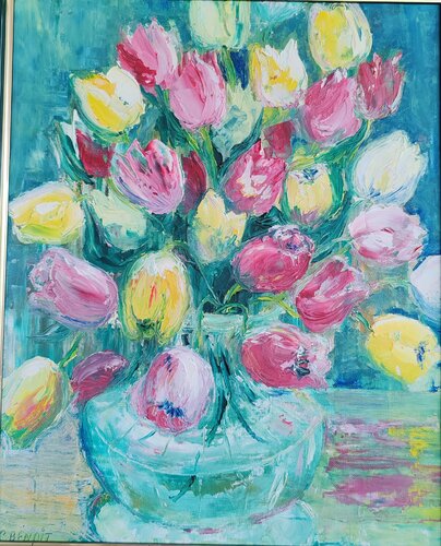 Bouquet de tulipes von Christiane Benoit, Malerei kaufen auf Singulart