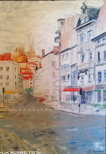 ville de province by Christiane Benoit, 油畫 for Sale on Singulart