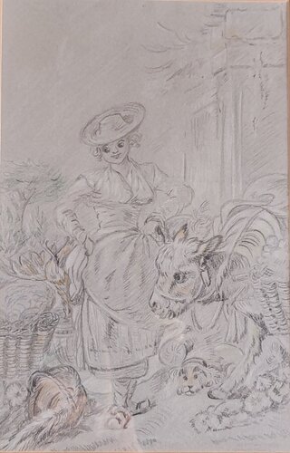 Hommage à Fragonard par Christiane Benoit, Œuvre sur papier en vente sur Singulart