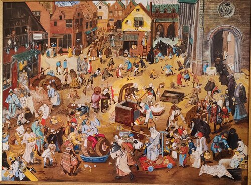 " Le carnaval et le carème" hommage à Brueghel l'ancien by Christiane Benoit, Painting for Sale on Singulart