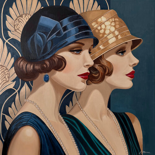 The Flappers by Elisabeth Mione, 회화 for Sale on Singulart