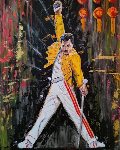 Freddie Mercury on stage by Susann Versteegen, Painting for Sale on Singulart