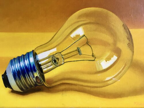 Glühbirne gelb di Monika Köhler, Pittura in vendita su Singulart