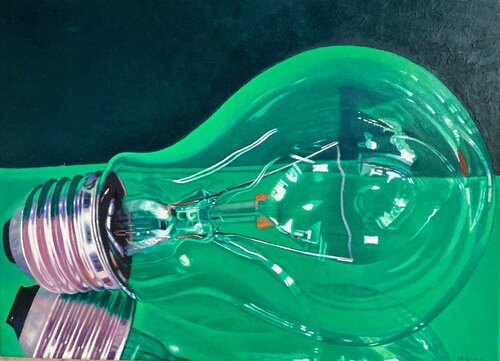 Glühbirne grün di Monika Köhler, Pittura in vendita su Singulart