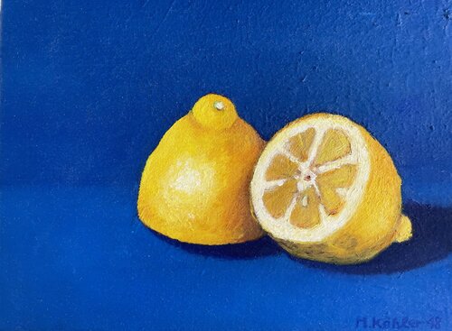 Zitronen, zwei Hälften di Monika Köhler, Pittura in vendita su Singulart