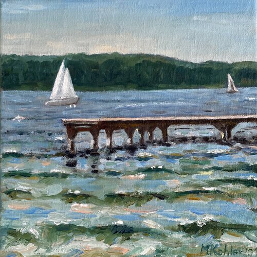 Wannsee, Badesteg di Monika Köhler, Pittura in vendita su Singulart