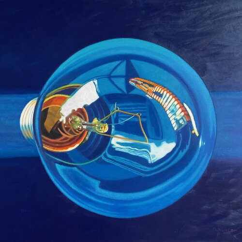 Glühbirne blau "Glockenspiel" di Monika Köhler, Pittura in vendita su Singulart
