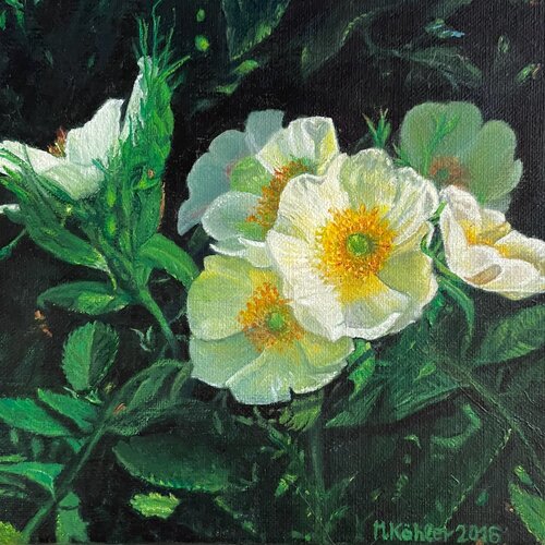 Buschröschen di Monika Köhler, Pittura in vendita su Singulart