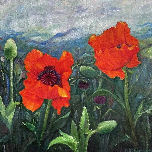 Zwei Mohnblüten van Monika Köhler, Schilderij te koop op Singulart