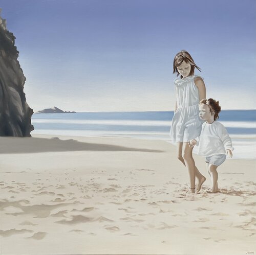 Premiers pas sur le sable von Isabelle Jouan, Malerei kaufen auf Singulart