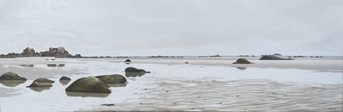 La plage des Amiets à marée basse - variation 1 by Isabelle Jouan, Painting for Sale on Singulart