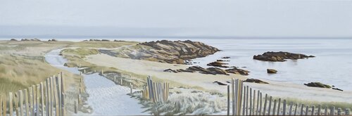 Dernières lueurs du soir sur le sentier côtier van Isabelle Jouan, Schilderij te koop op Singulart