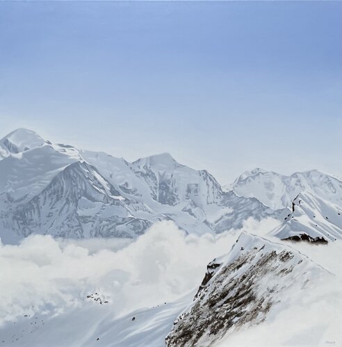 Massif du Mt Blanc vu de Flaine by Isabelle Jouan, Painting for Sale on Singulart