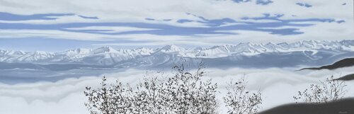 Le Massif de Belledone depuis le Col du Granier by Isabelle Jouan, Painting for Sale on Singulart
