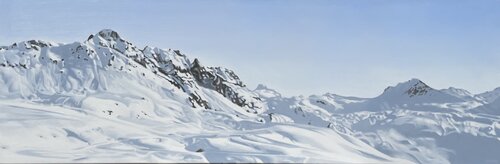 La Plagne - Sur la piste de l'Inversens van Isabelle Jouan, Schilderij te koop op Singulart