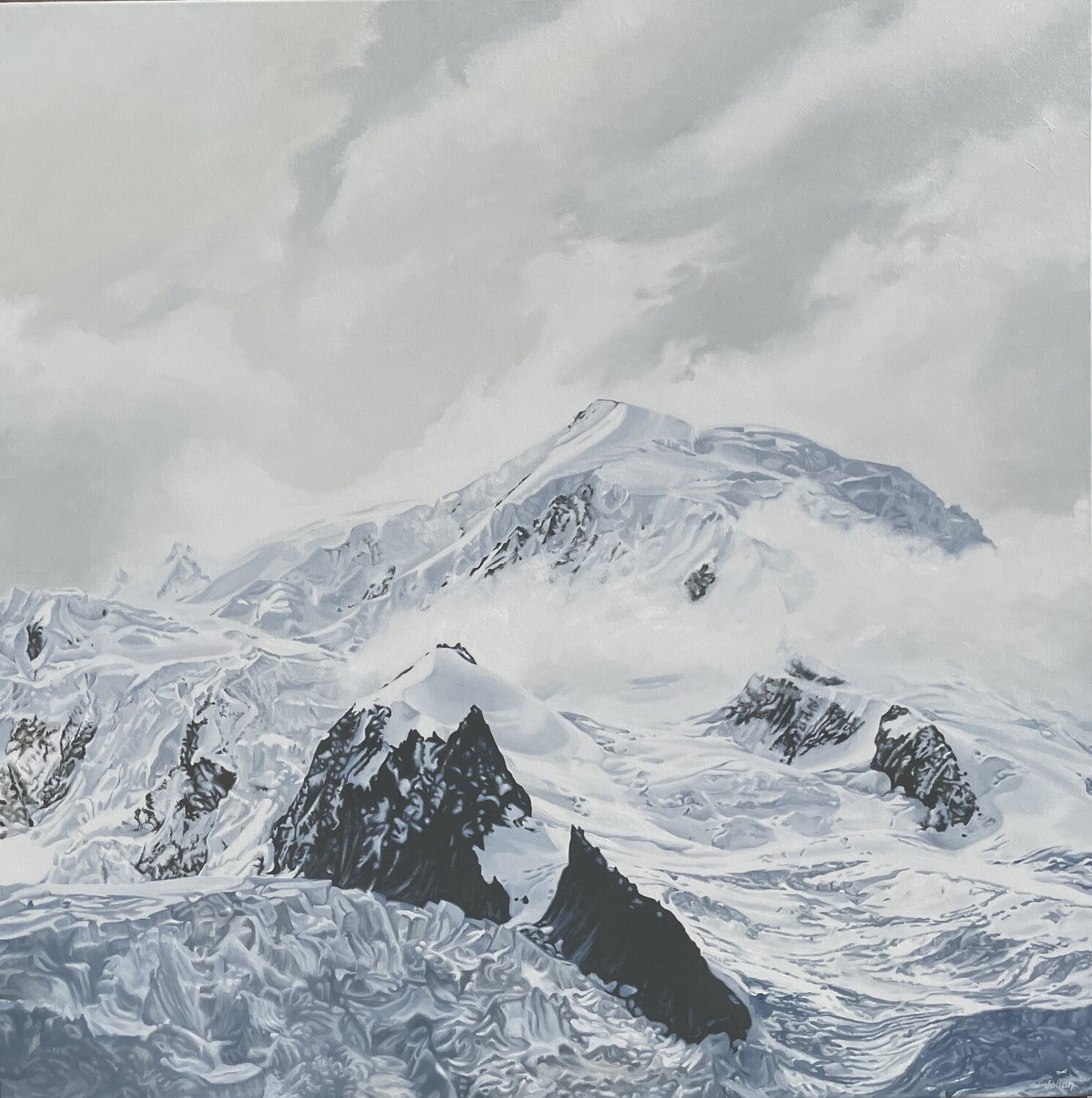 Le Mont Blanc depuis l'Aiguille de Saussure Isabelle Jouan Originalgemälde zu verkaufen