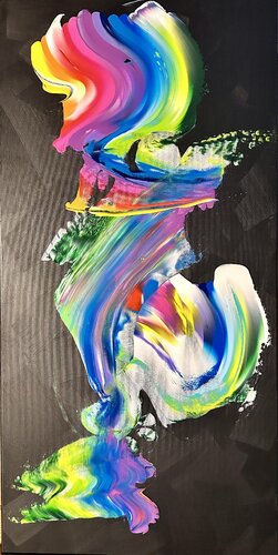 Michelin Man lettting spring out of the tube di Michaela Hagel, Pittura in vendita su Singulart