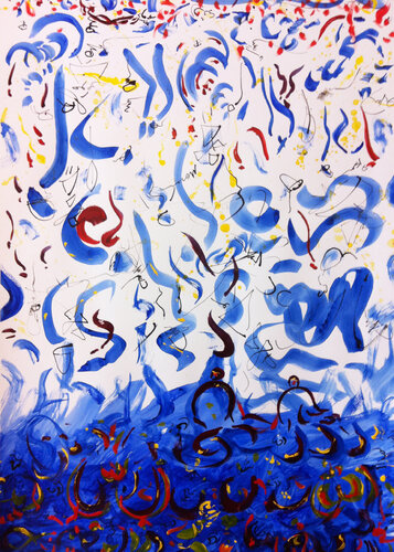 Blue Lines and Moses in red von Master Phago, Malerei kaufen auf Singulart