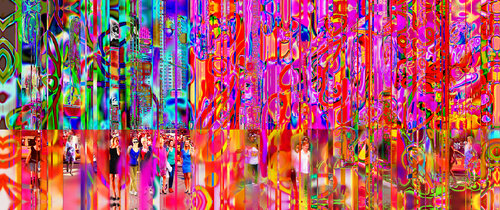 Promenade in New York City between the colors di Master Phago, Digitale in vendita su Singulart