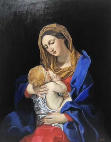 Vierge à l'Enfant d'après Guido Reni von Marie-Alix Bourely, Malerei kaufen auf Singulart