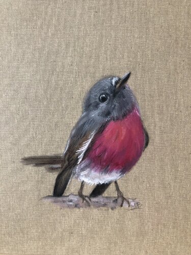 Miro rosé sur sa branche von Marie-Alix Bourely, Malerei kaufen auf Singulart