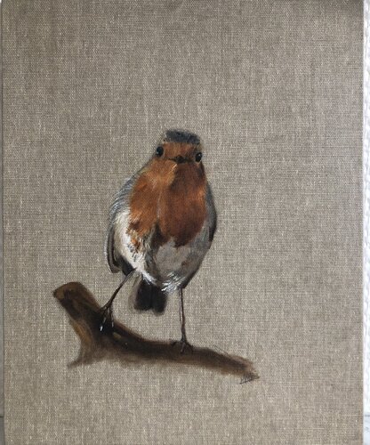 Rouge-gorge sur sa branche von Marie-Alix Bourely, Malerei kaufen auf Singulart