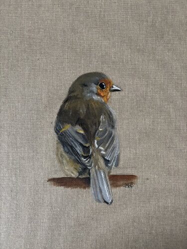 Rouge-gorge de dos von Marie-Alix Bourely, Malerei kaufen auf Singulart