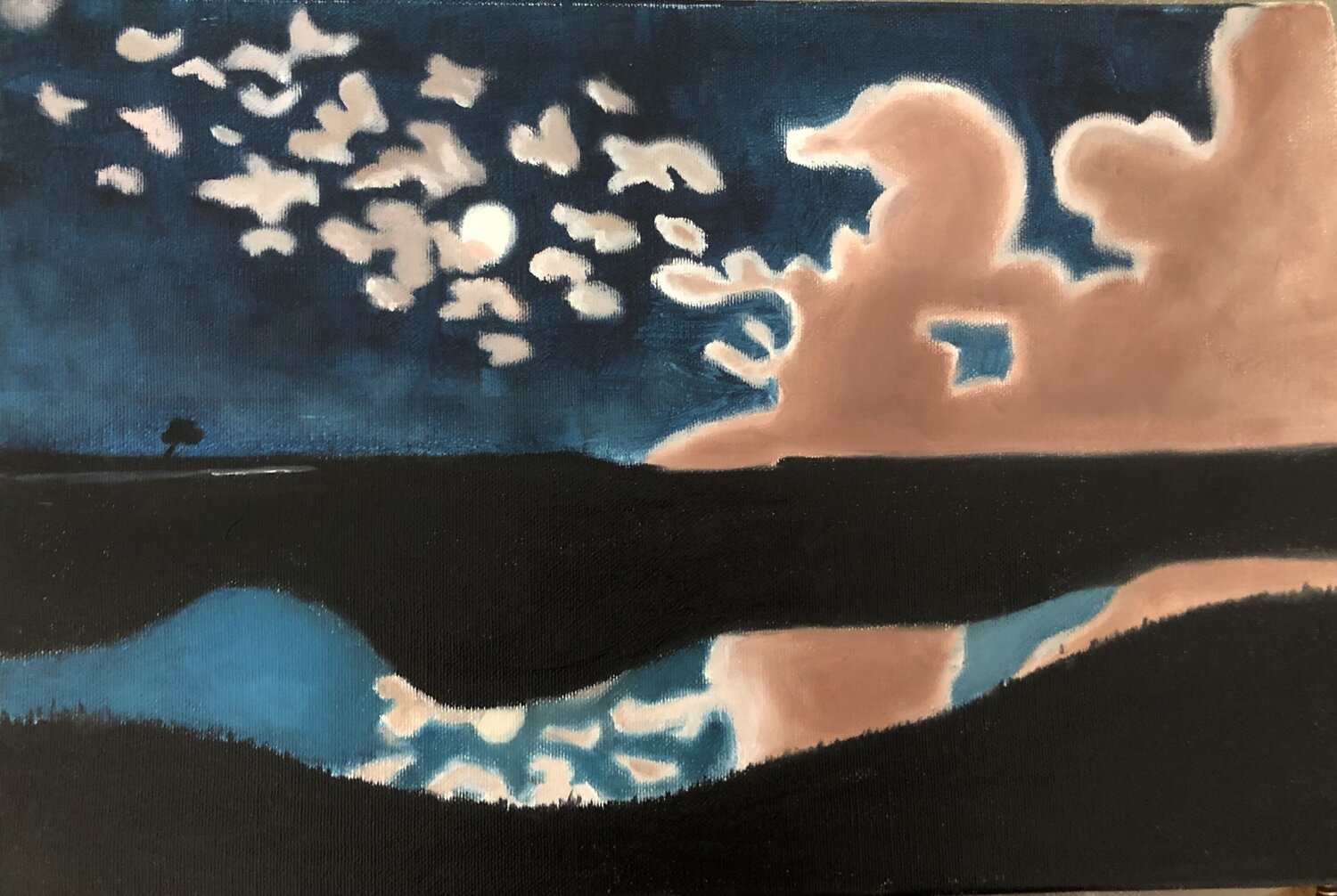 Etude d'après le Clair de Lune de Vallotton Marie-Alix Bourely Originalgemälde zu verkaufen