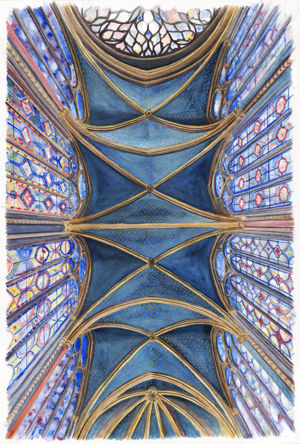 Plafond de la Sainte Chapelle de Paris Marie-Alix Bourely Originalgemälde zu verkaufen