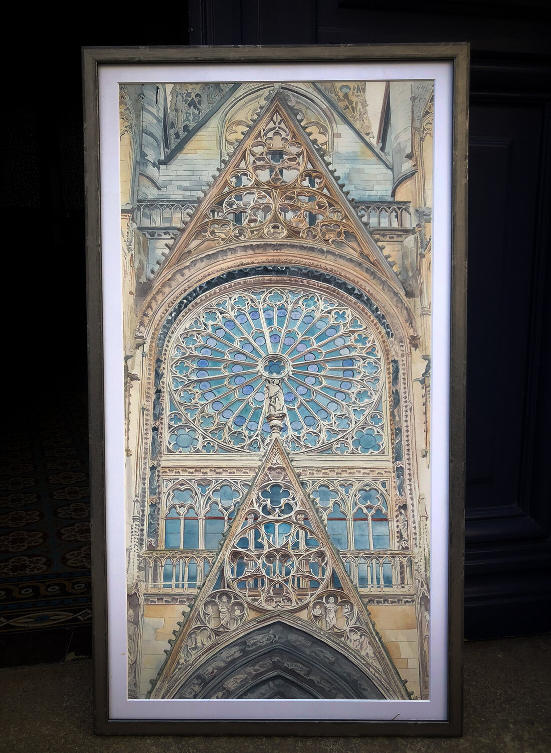 Aquarelle de la Cathédrale de Rouen Marie-Alix Bourely Originalgemälde zu verkaufen