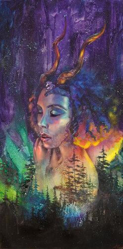 Runa - Spirit of Forest van Anna Gold, Schilderij te koop op Singulart