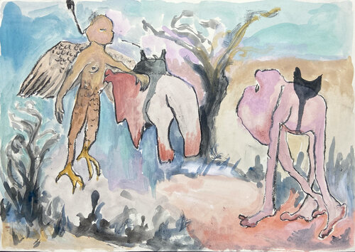 Greif in der Steppe par Sissy Schneider, Œuvre sur papier en vente sur Singulart