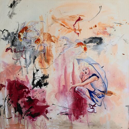 Koi Don't Mind The Wheater par Saskia van Drunen, Peinture en vente sur Singulart