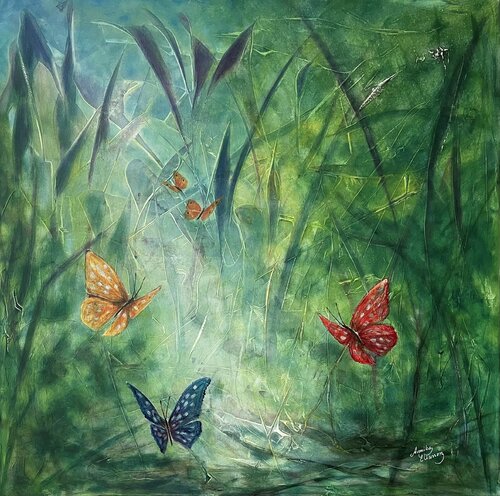 Summer butterflies van Annika Eliasson, Schilderij te koop op Singulart