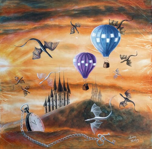 The castle of the dragons di Annika Eliasson, Pittura in vendita su Singulart