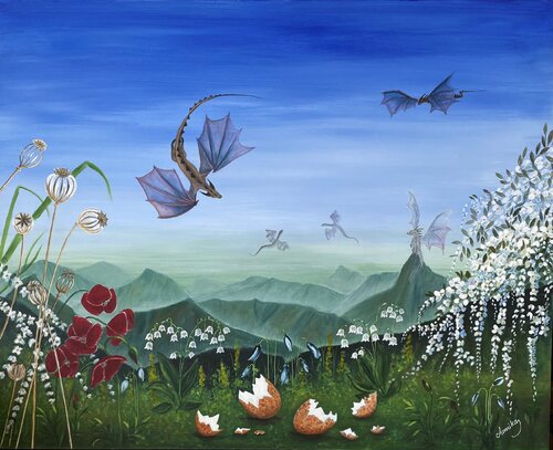 The dragon's nest di Annika Eliasson, Pittura in vendita su Singulart