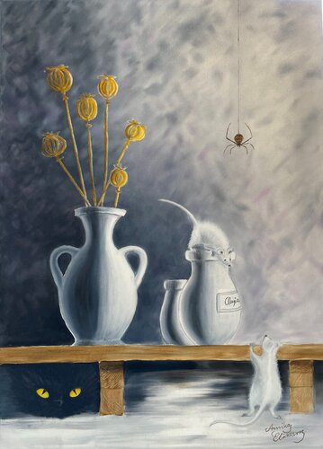 The guard in the basement van Annika Eliasson, Schilderij te koop op Singulart